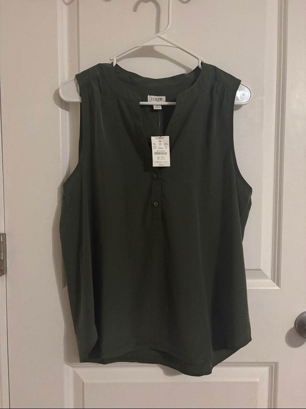 J. Crew Sleeveless Henley Camisole in Olive